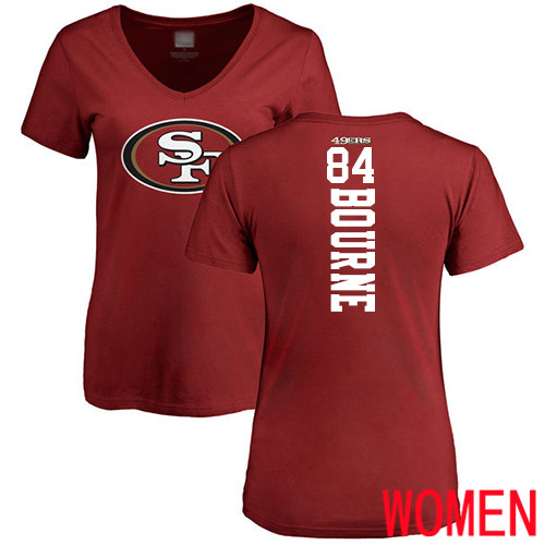 San Francisco 49ers Red Women Kendrick Bourne Backer #84 NFL T Shirt->women nfl jersey->Women Jersey